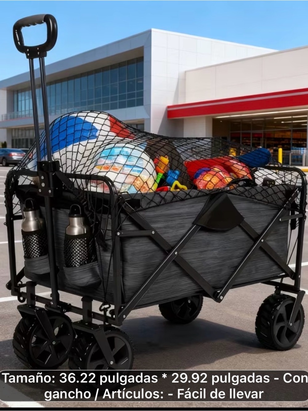 Folding Utility Wagon in Dark Gray with Black Frame